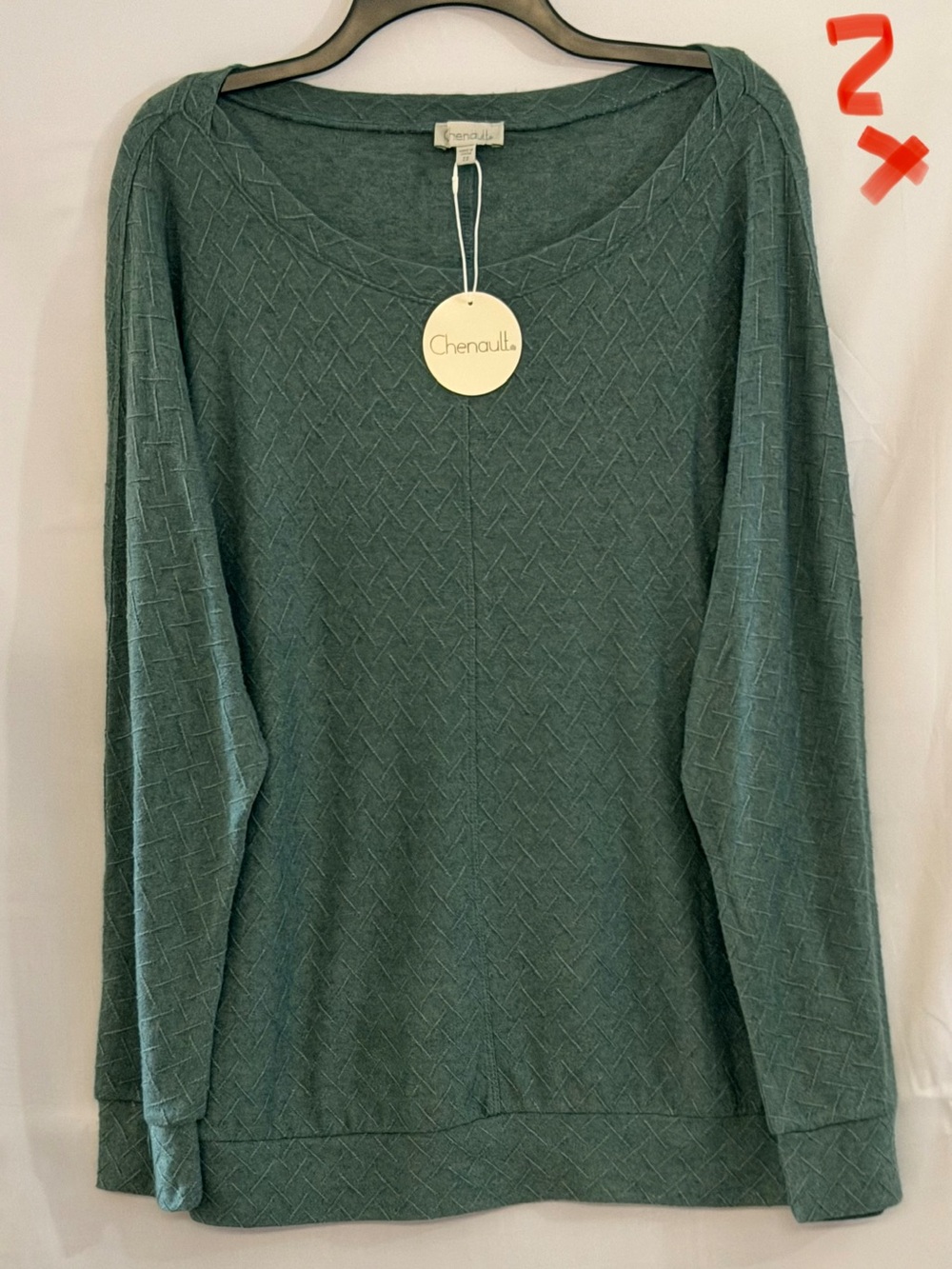 Chenault Teal Green Textured Knit Sweatshirt